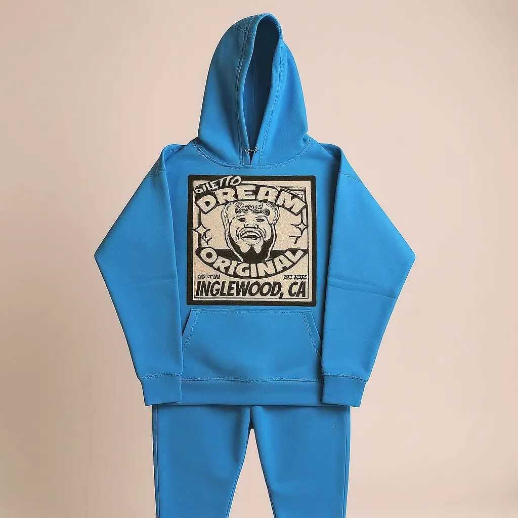 GDE x 777 White Chenille Patch Sweat Suit