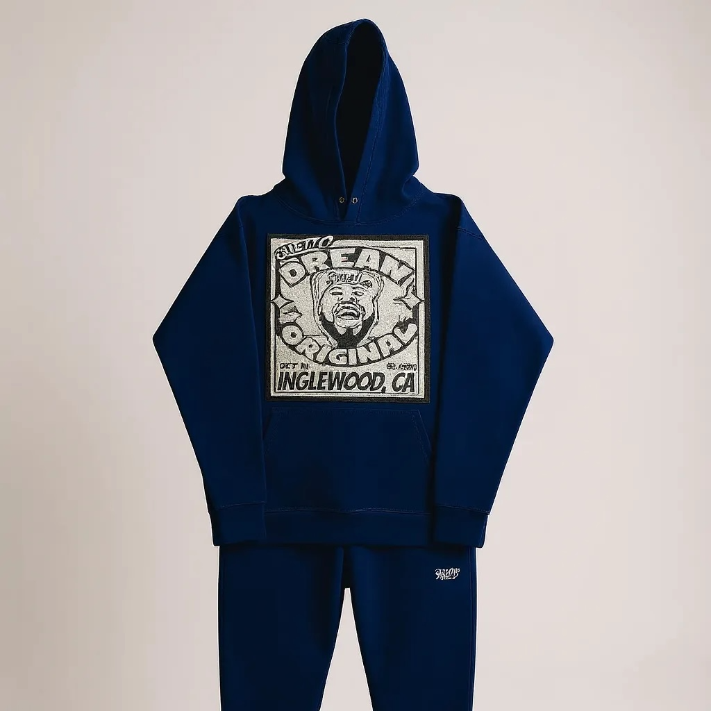 GDE x 777 White Chenille Patch Sweat Suit