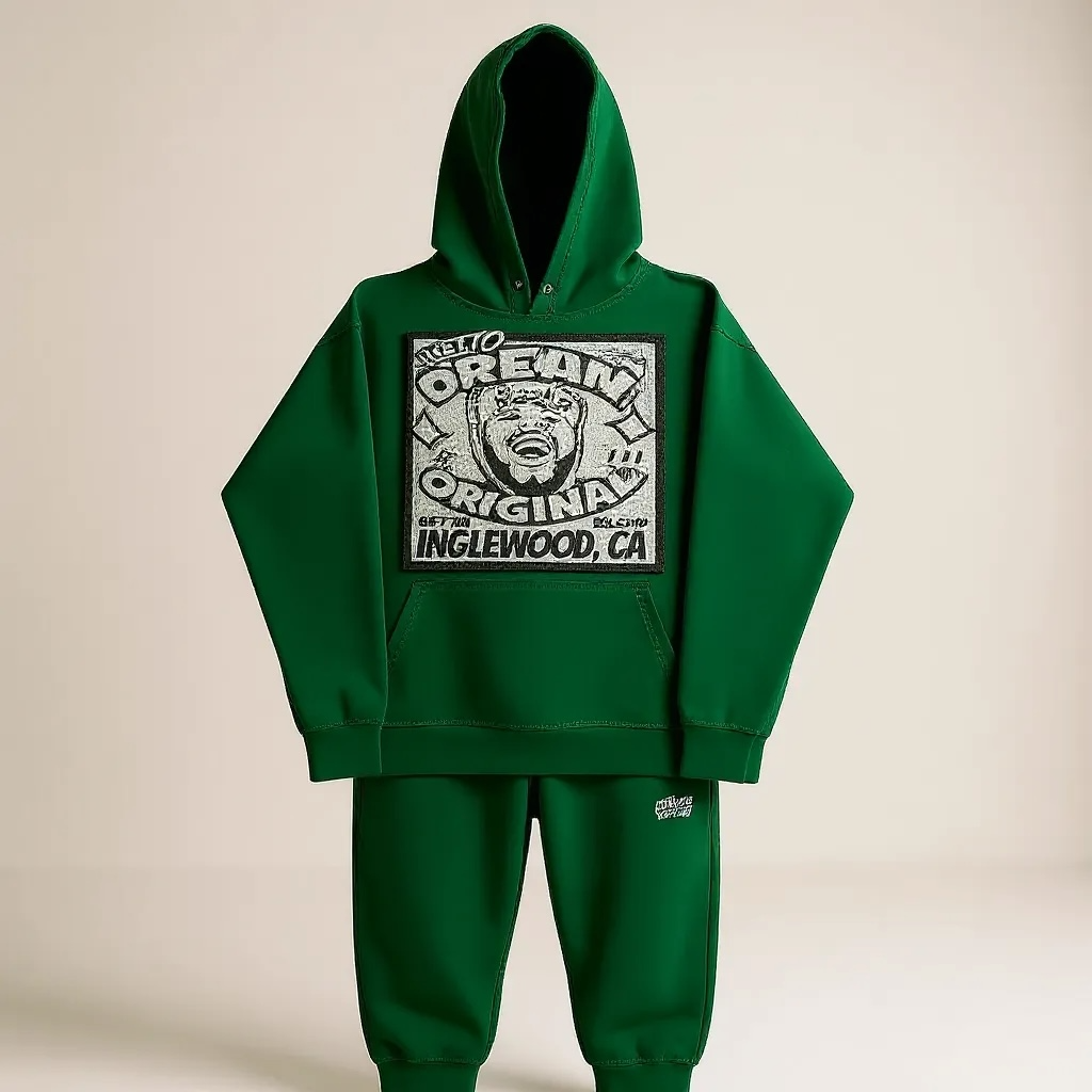 GDE x 777 White Chenille Patch Sweat Suit