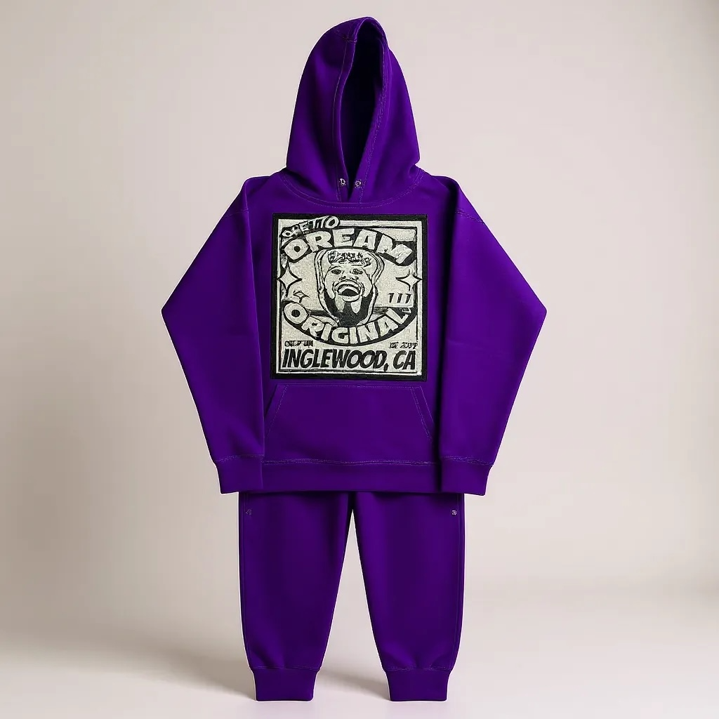 GDE x 777 White Chenille Patch Sweat Suit