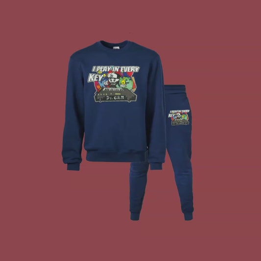 I Play In Every Key Crewneck Printed Patch Sweatsuit
